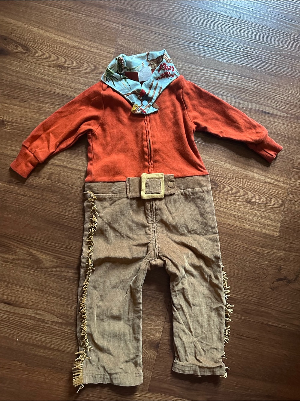 Y2K Toddler Western Cowboy Romper with Fringe and Bandana details